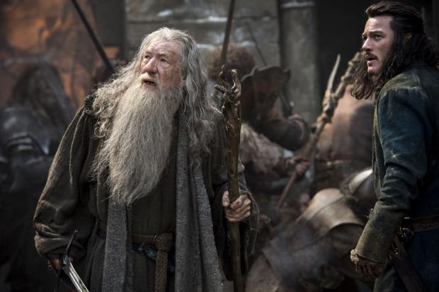 Ian McKellen and Luke Evans in The Hobbit: The Battle of the Five Armies
