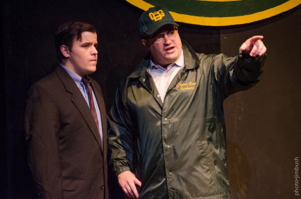 Tim Goehrig, who plays reporter Michael McCormick, and&nbsp;Matt Witten, who plays Vince Lombardi. Photo by Jim Bush.
