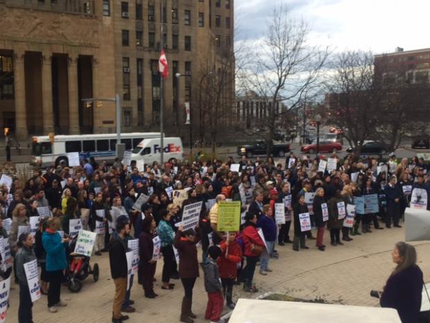 Buffalo teachers rally in Niagara Square in November.
