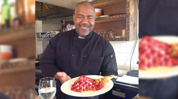 Chef Fred Daniels and his red velvet waffles.
