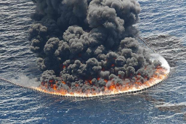 The Gulf is burning while the world fiddles- Photo source US Navy
