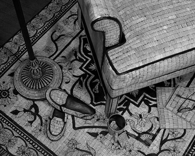 Detail of the Sitting area rug. Part of&nbsp;Ann Muntages's&nbsp;Skewed Perspective. (Click to enlarge.)
