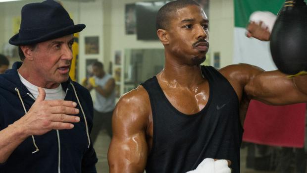 Sylvester Stallone and Michael B. Jordan in Creed.
