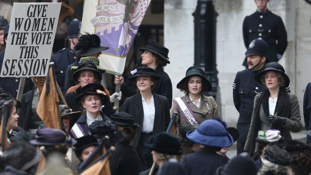 Anne-Marie Duff, Carey Mulligan, Helena Bonham Carter in Suffragette.
