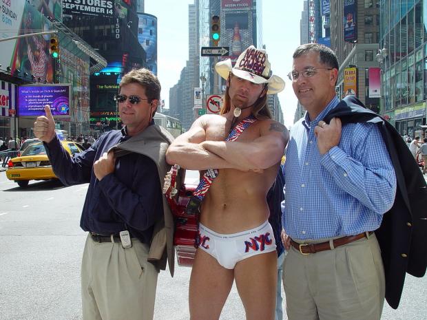 The Naked Cowboy, photo by&nbsp;Jonathan McIntosh.
