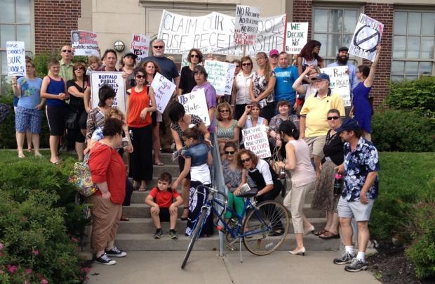 Activists protest receivership at Buffalo School 6 last summer (photo by Shane Meyer).
