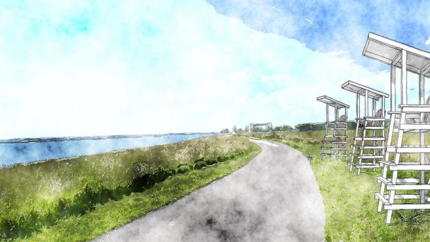 Proposed look-out chairs along the Outer Harbor biking and walking path.
