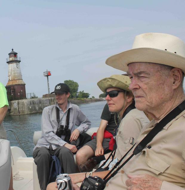 Jajean Rose Burney, Brenda Young, and Gerry Rising visiting Ring-billed Gull rookery on Buffalo's Outer Harbor.
