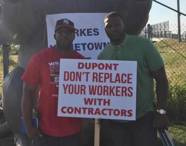 Workers demonstrating outside Tonawanda's Dupont plant.&nbsp;
