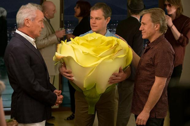 Udo Kier, Matt Damon, and Christopher Waltz in Downsizing.
