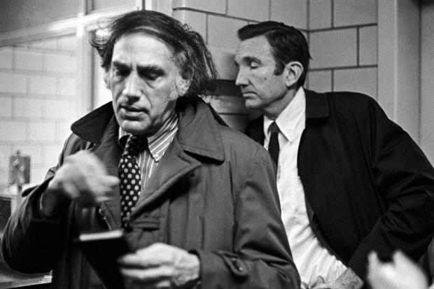 William Kunstler and Ramsey Clark in jail at the end of the Attical trial, 1975. Photo by Bruce Jackson.
