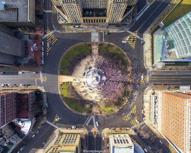 Saturday, January 21 march on Niagara Square. Photo courtesy of Buffalo Drone Photography's Scott Siegel.
