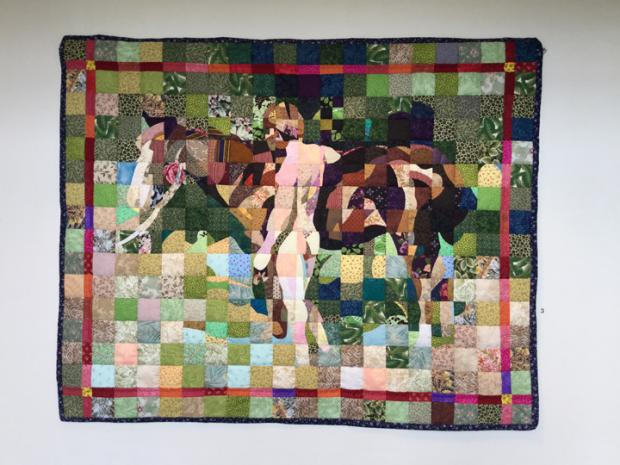 Jack Edson’s quilt version of a photo by painter Thomas Eakins.
