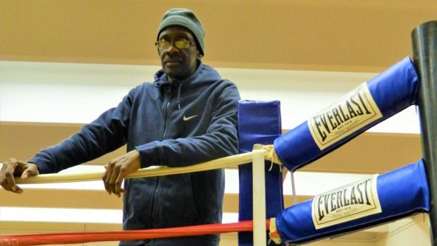 Coach Darryl Graham stands ringside during a training session at the PAL’s Hennepin Youth Center.&nbsp;
