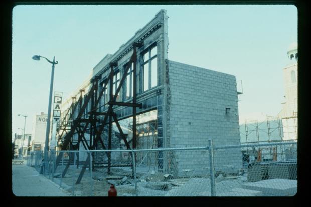 The Jacob Dold Building in the Theater Historic District, late 1980s.
