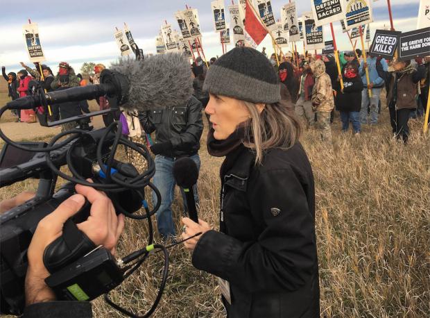 Democracy Now!'s Amy Goodman at Standing Rock in October 2016. Photo by Reed Brody courtesy of Democracy Now!
