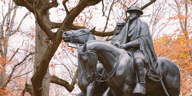 Statuary depicting Confederate generals Robert E. Lee and "Stonewall" Jackson, once in front of the Baltimore Museum of Art, now removed. Photo courtesy of Baltimore Magazine.
