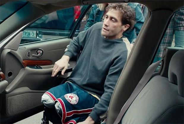 Jake Gyllenhaal as Boston Marathon bombing survivor Jeff Bauman in Stronger.
