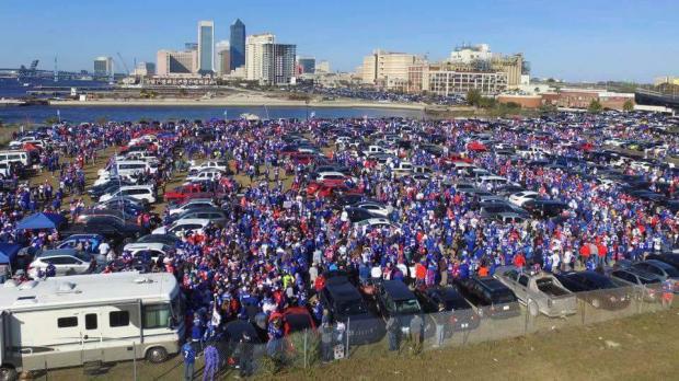 Buffalo fans congregate in Jacksonville on Sunday.
