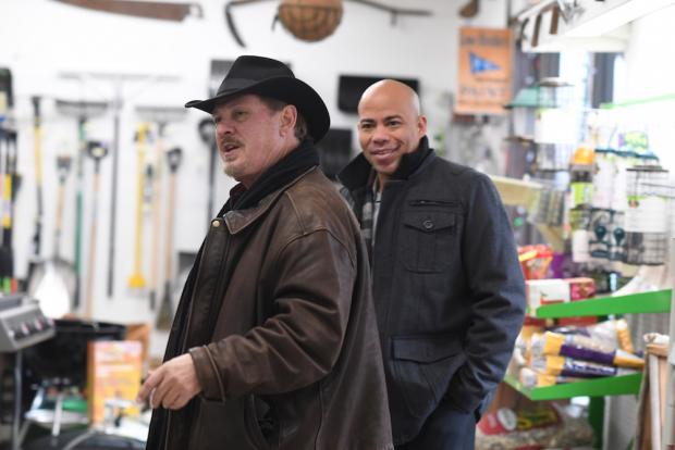 Director Fred Olen Ray and Gerald Webb on the set in Buffalo. Photo by Nancy J. Parisi.
