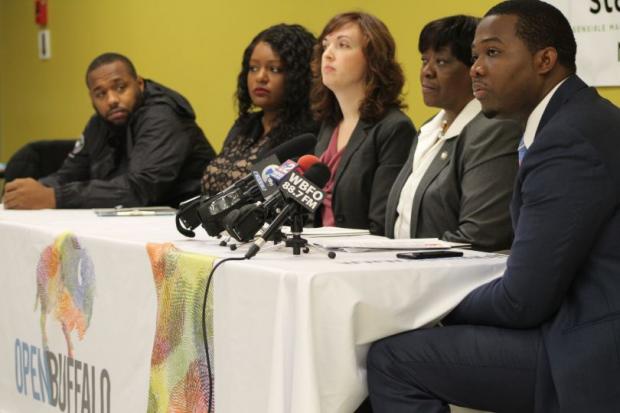 Crystal Peoples-Stokes (center right) at a November forum on marijuana policy.&nbsp;
