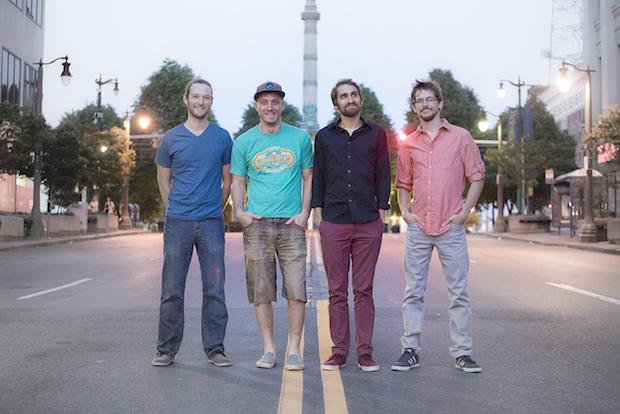 Left to righ:&nbsp;Evan McPhaden,&nbsp;Rob Houk, Mike Gantzer, and David Loss of Aqueous. Photo by Nick Sonricker.
