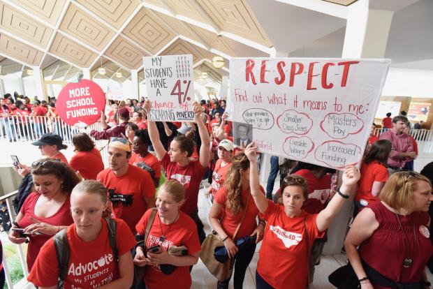 Public school teachers rallying in North Carolina. Photo courtesy of the North Carolina Association of Educators.
