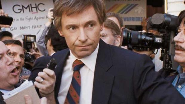 Hugh Jackman as Gary Hart in The Front Runner.
