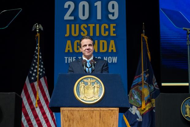 New York Governor Andrew Cuomo at his 2019 State of the State address (via Flickr).
