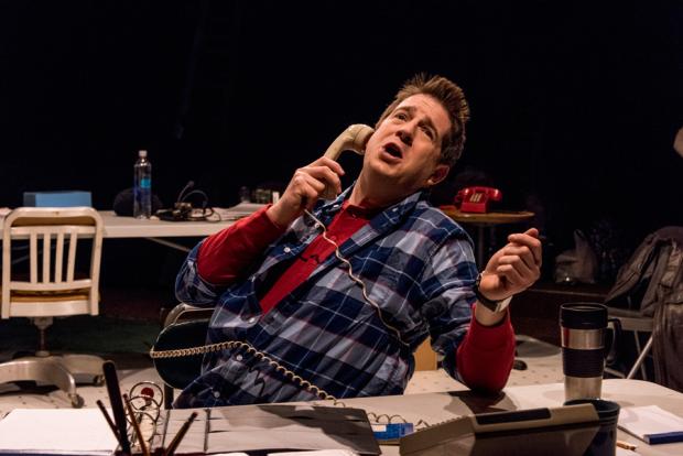 The frenetic Brian Mysliwy in the Irish Classical’s Fully Committed.&nbsp;Photo by Gene Witkowski
